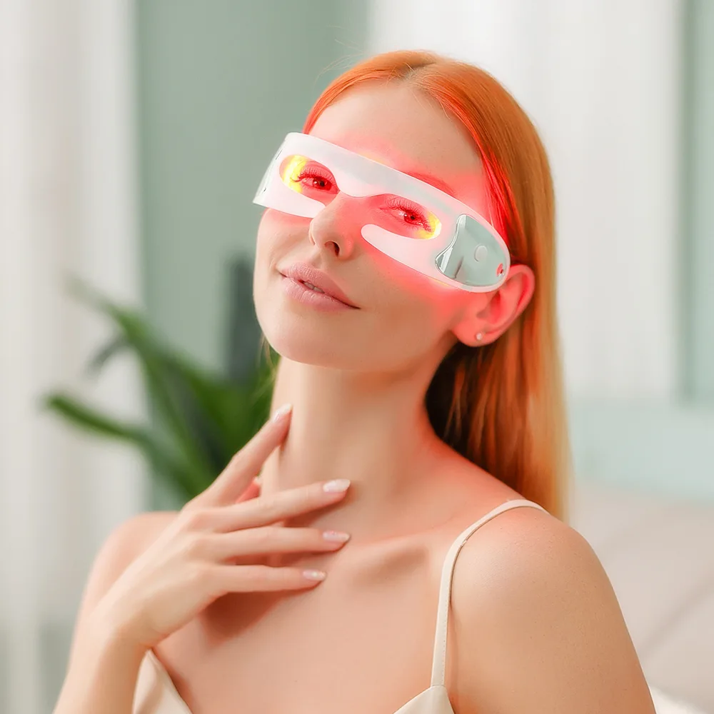 Model wearing LED eye mask