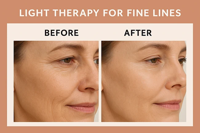 Changes in fine lines after LED light therapy
