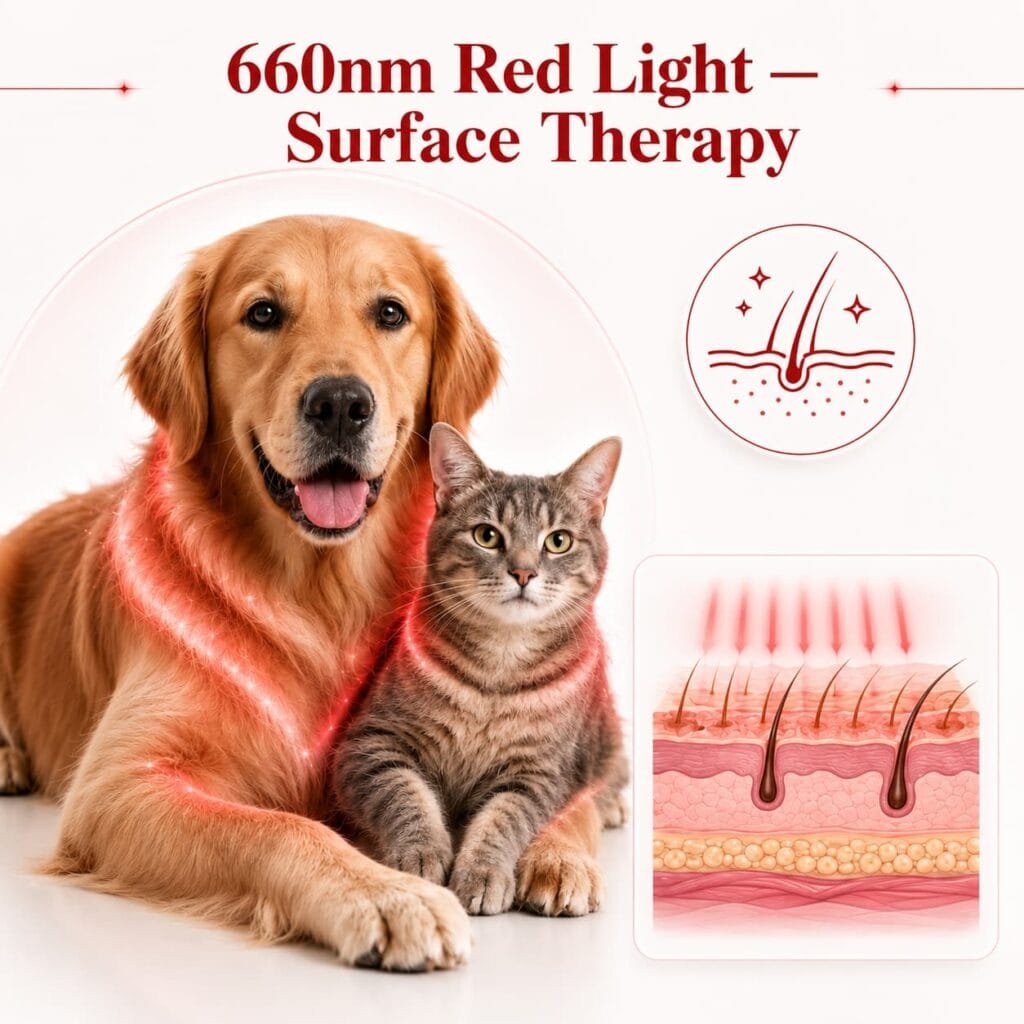 660nm red light surface therapy for dogs and cats