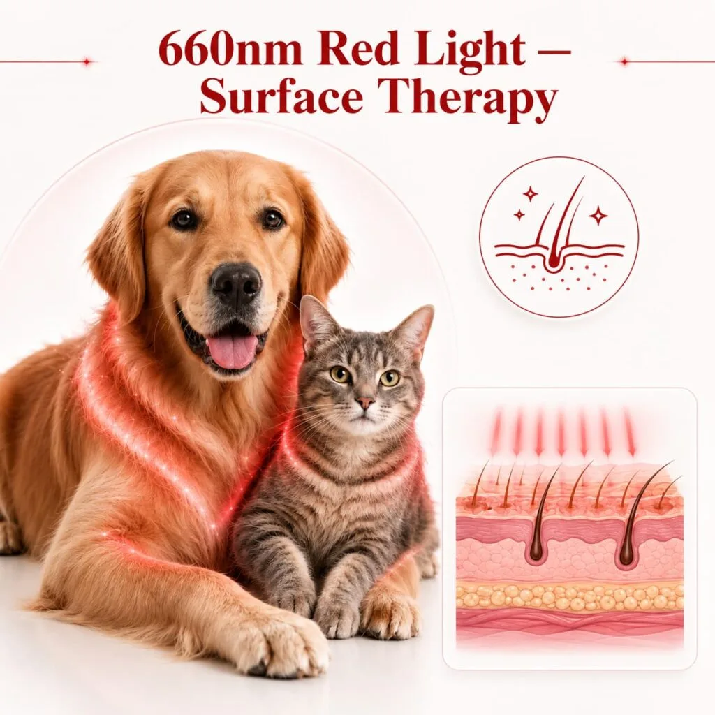 660nm red light surface therapy for dogs and cats