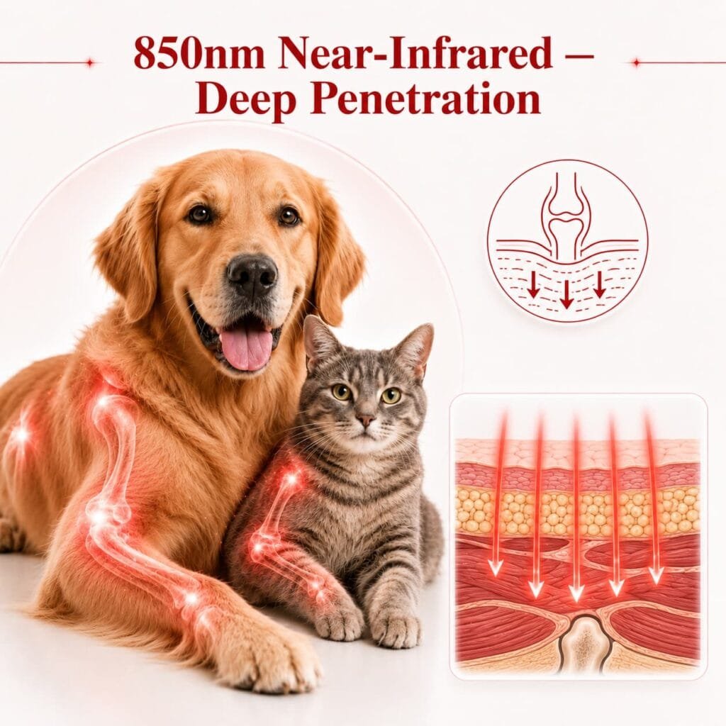 850nm near-infrared deep penetration for pet muscles and joints