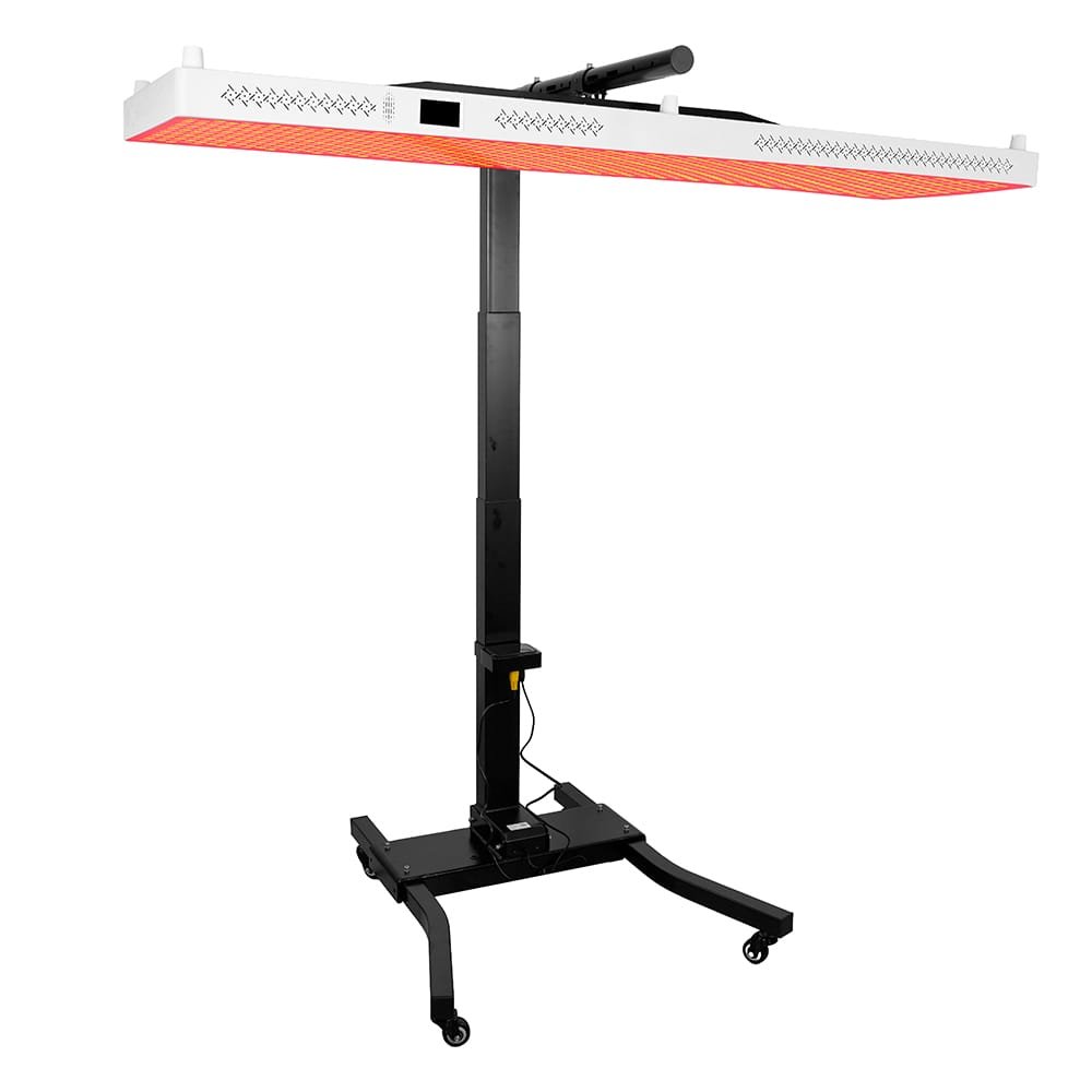 ESPLUS4500 high-power LED red light therapy panel with black mobile floor stand