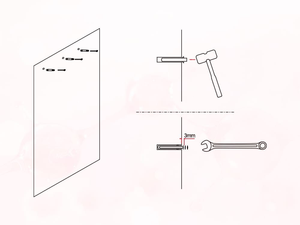 Instructions for inserting industrial-grade wall anchors and screws.
