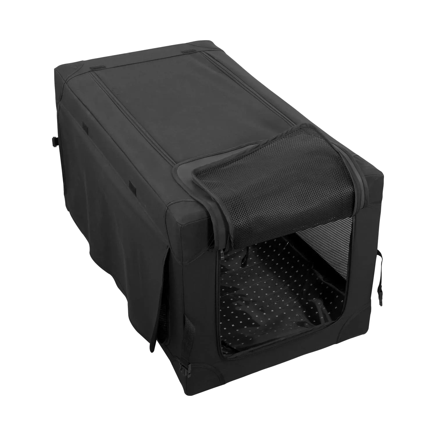 Angled exterior view of BE700 pet red light therapy tent with zippered access opening