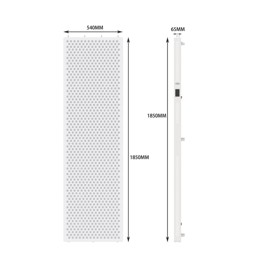 ESPLUS5400 red light therapy panel dimensions 1850mm by 540mm by 65mm