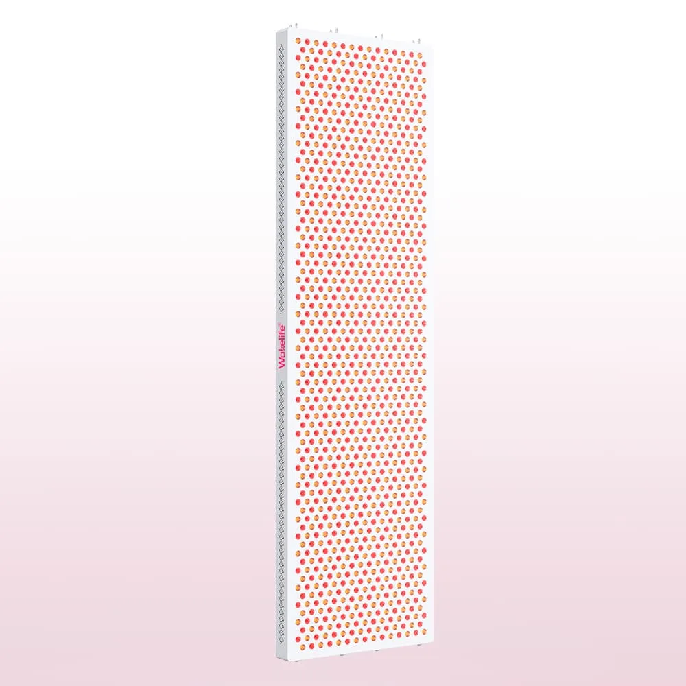 Pannello per terapia con luce rossa ESPLUS5400 con LED accesi, angolo anteriore destro
