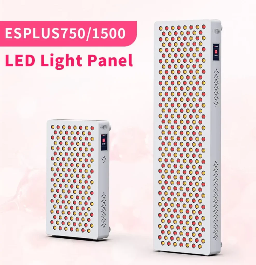 ESPLUS750 and ESPLUS1500 LED red light therapy panels with high-power red and near-infrared LEDs for wellness, spa, salon, and professional use.