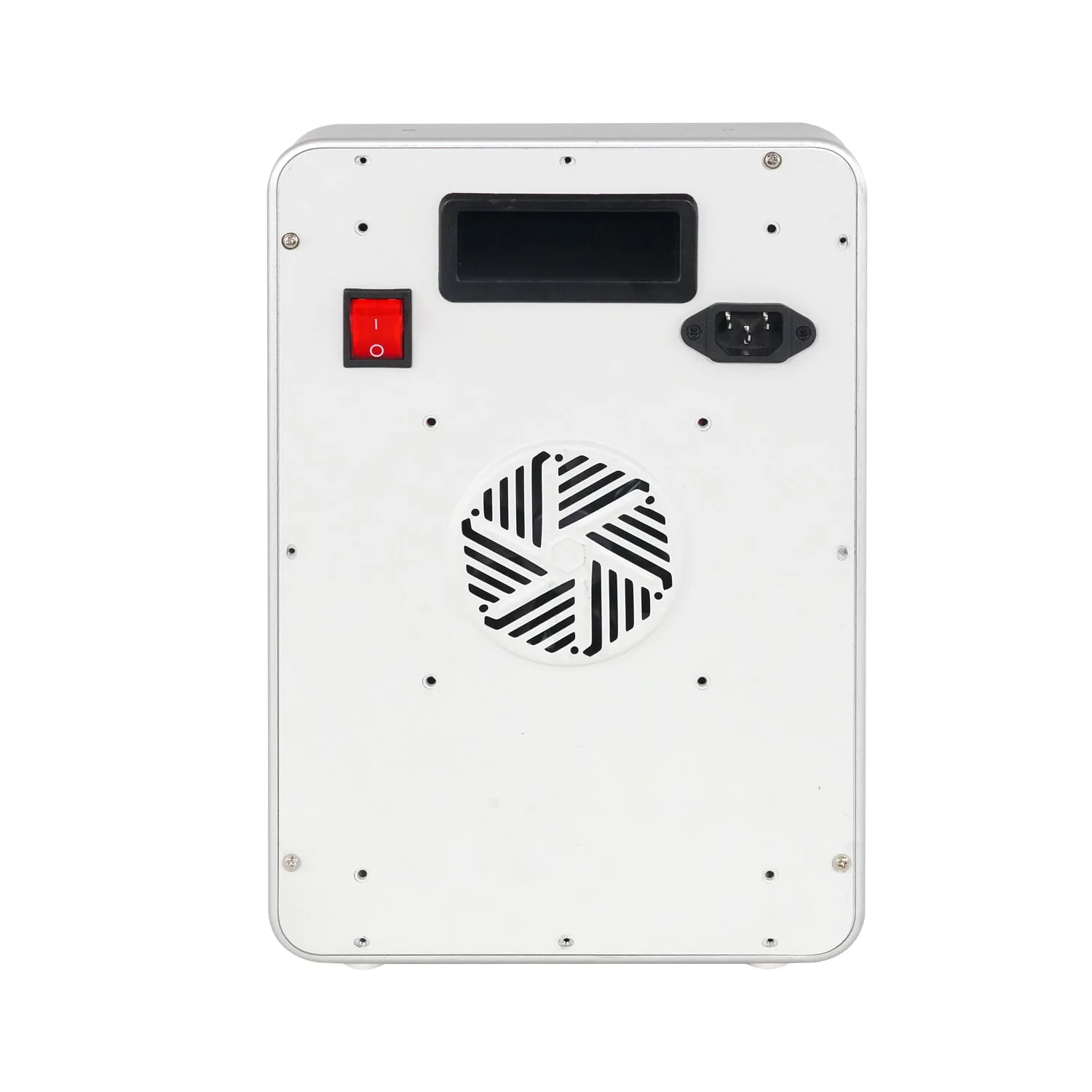 Wakelife BK300 UVB tanning panel back view showing power switch, power socket, display area, and cooling fan