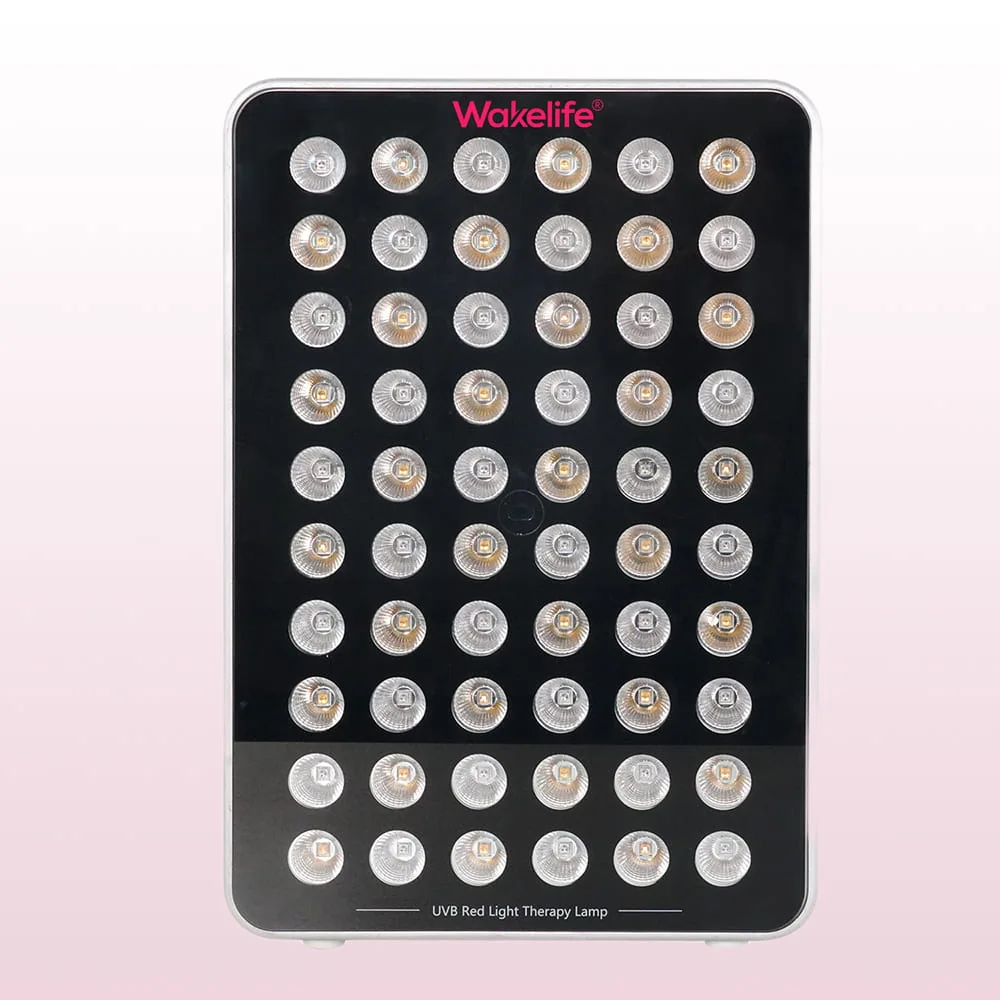 Wakelife BK300 UVB tanning panel front view showing LED array and black panel design