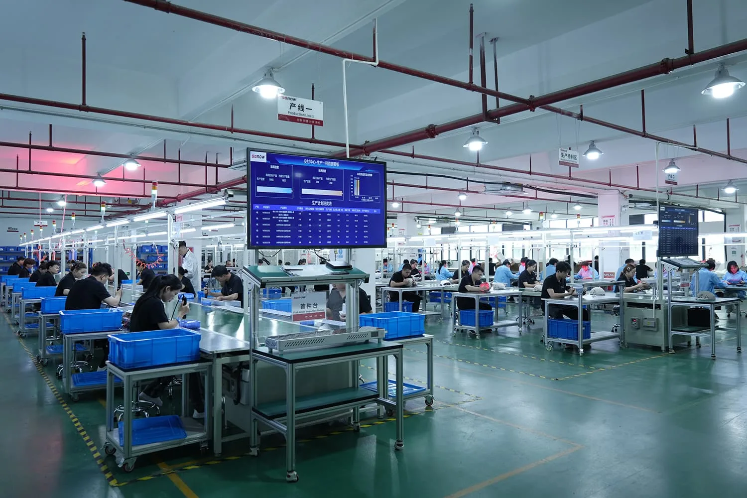 Wakelife red light therapy device production line with skilled assembly workers