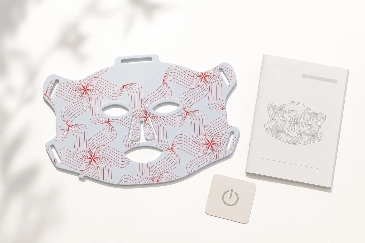 G15 LED face mask beside its exact-model instructions and a power-off symbol before cleaning