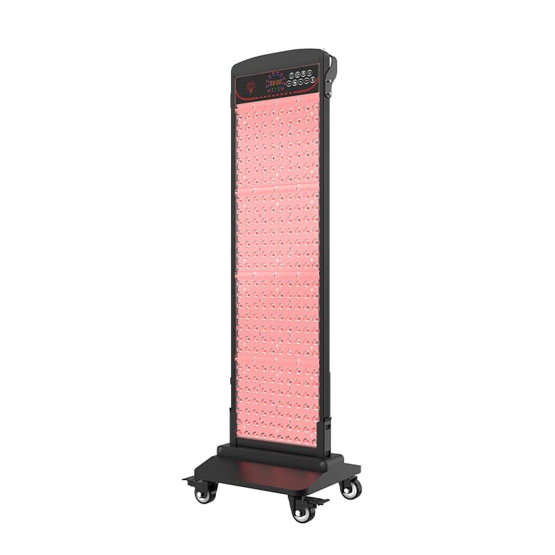 Wakelife SL280 sauna red light panel installed on a wheeled floor stand