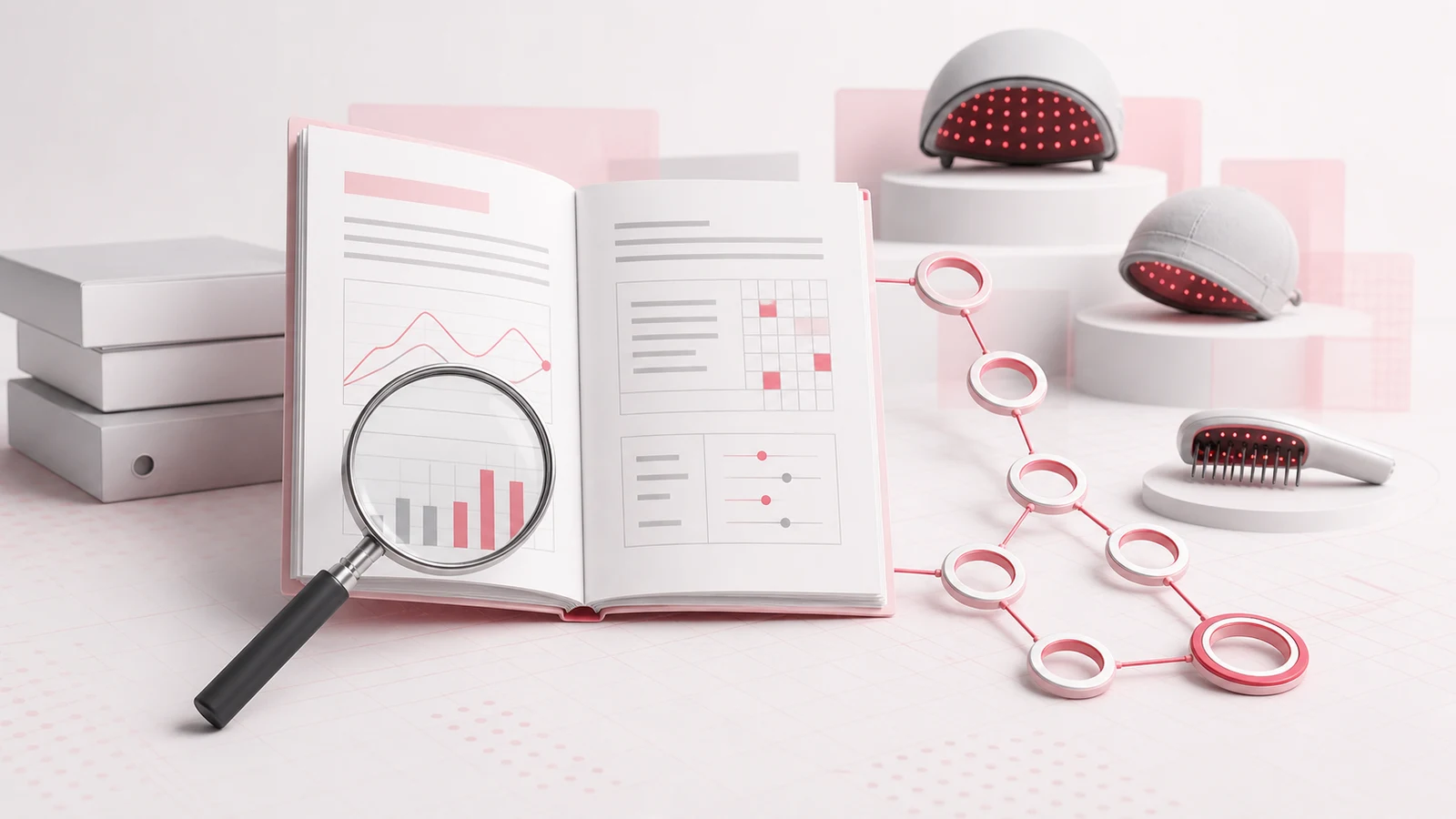 Evidence review linking hair-growth device research to claim boundaries and exact-device verification