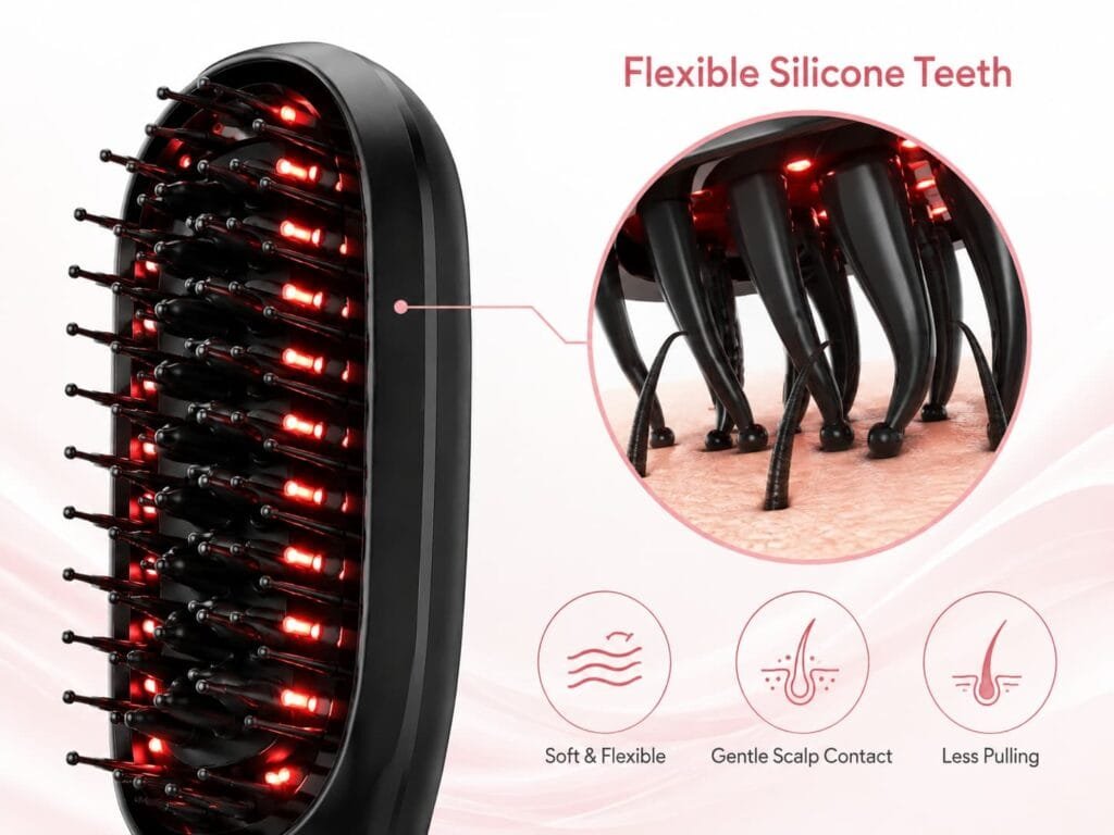 HT01 flexible silicone comb teeth with gentle scalp contact and less pulling