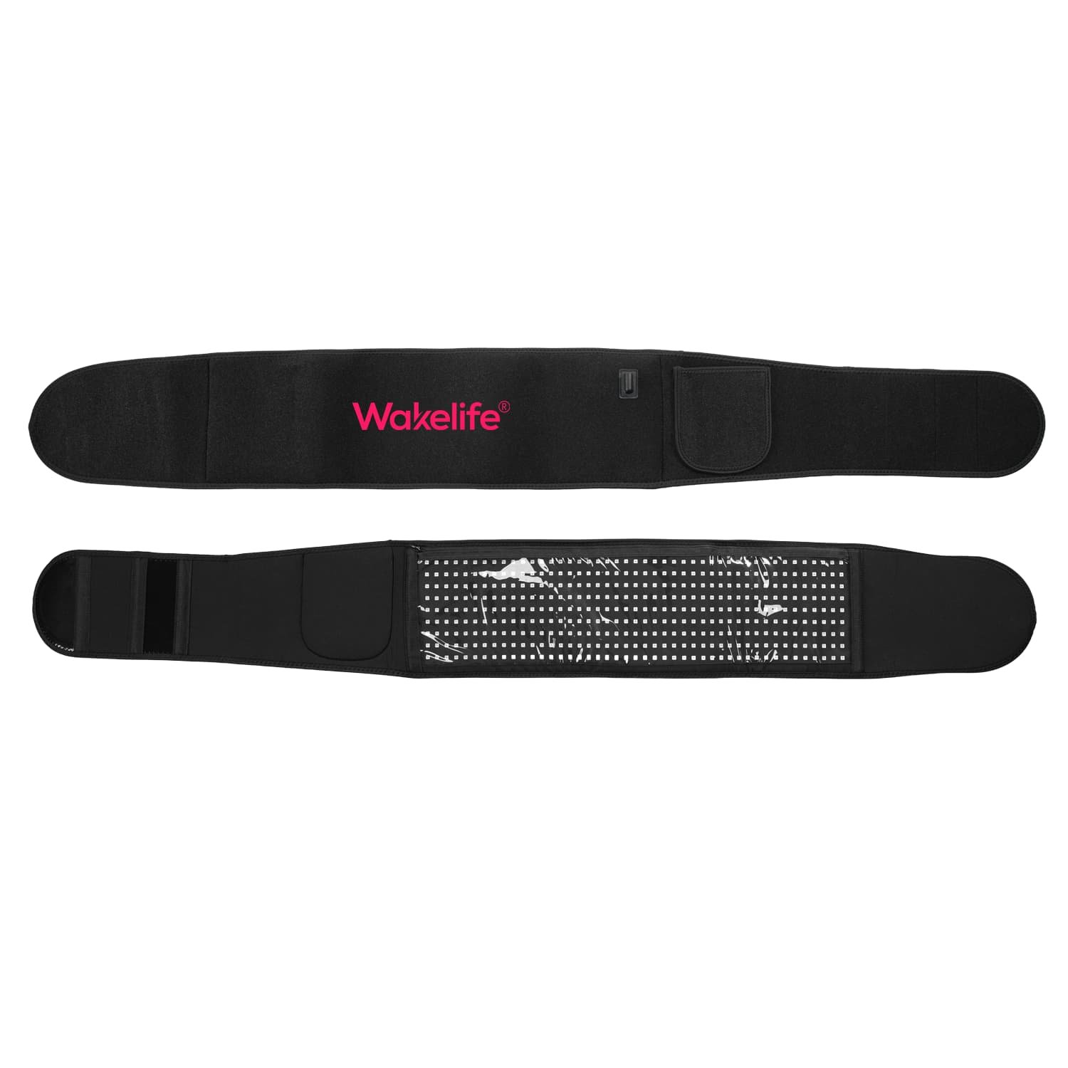 Front and back view of Wakelife BE405 LED red light therapy belt
