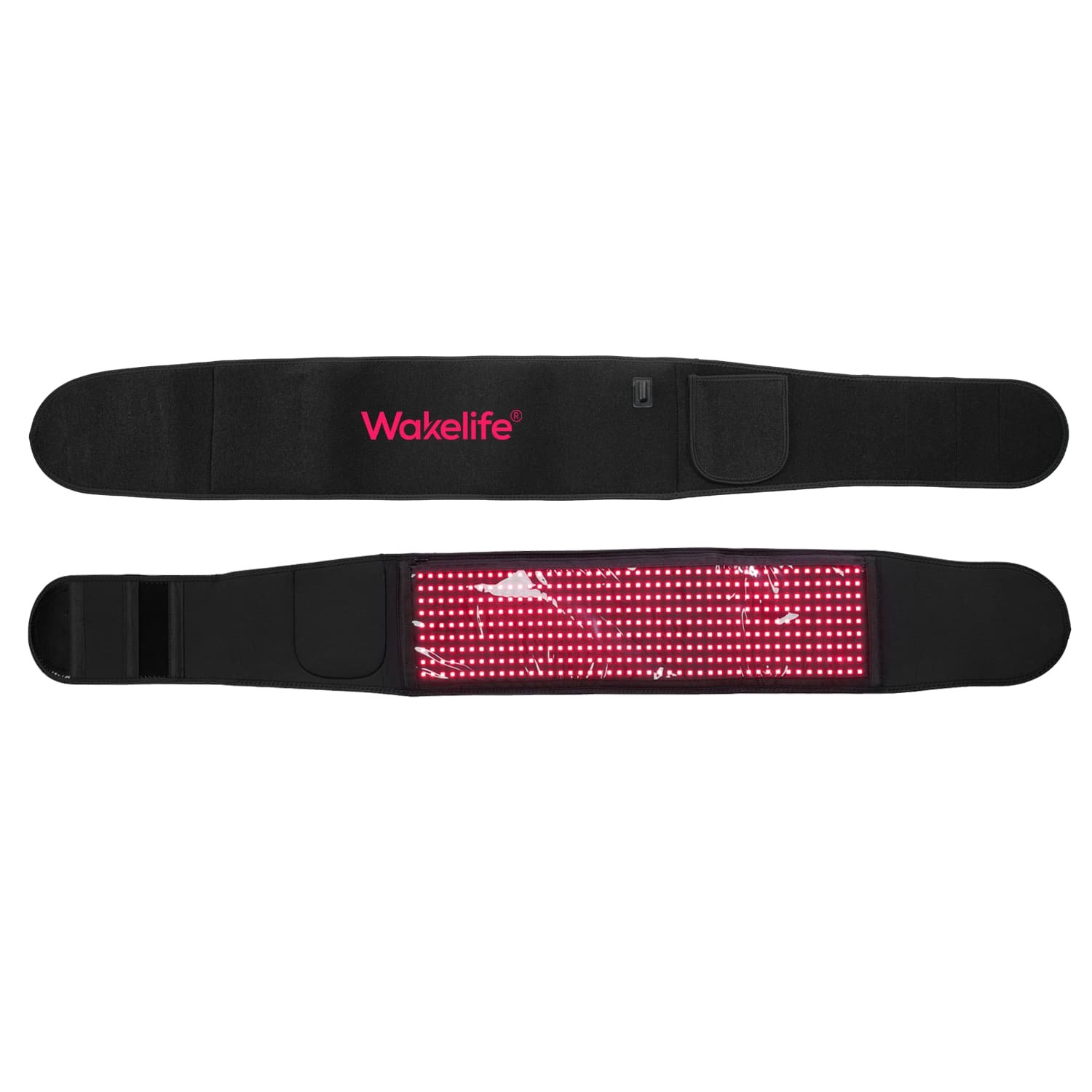 Wakelife BE405 red light therapy belt showing illuminated LED array