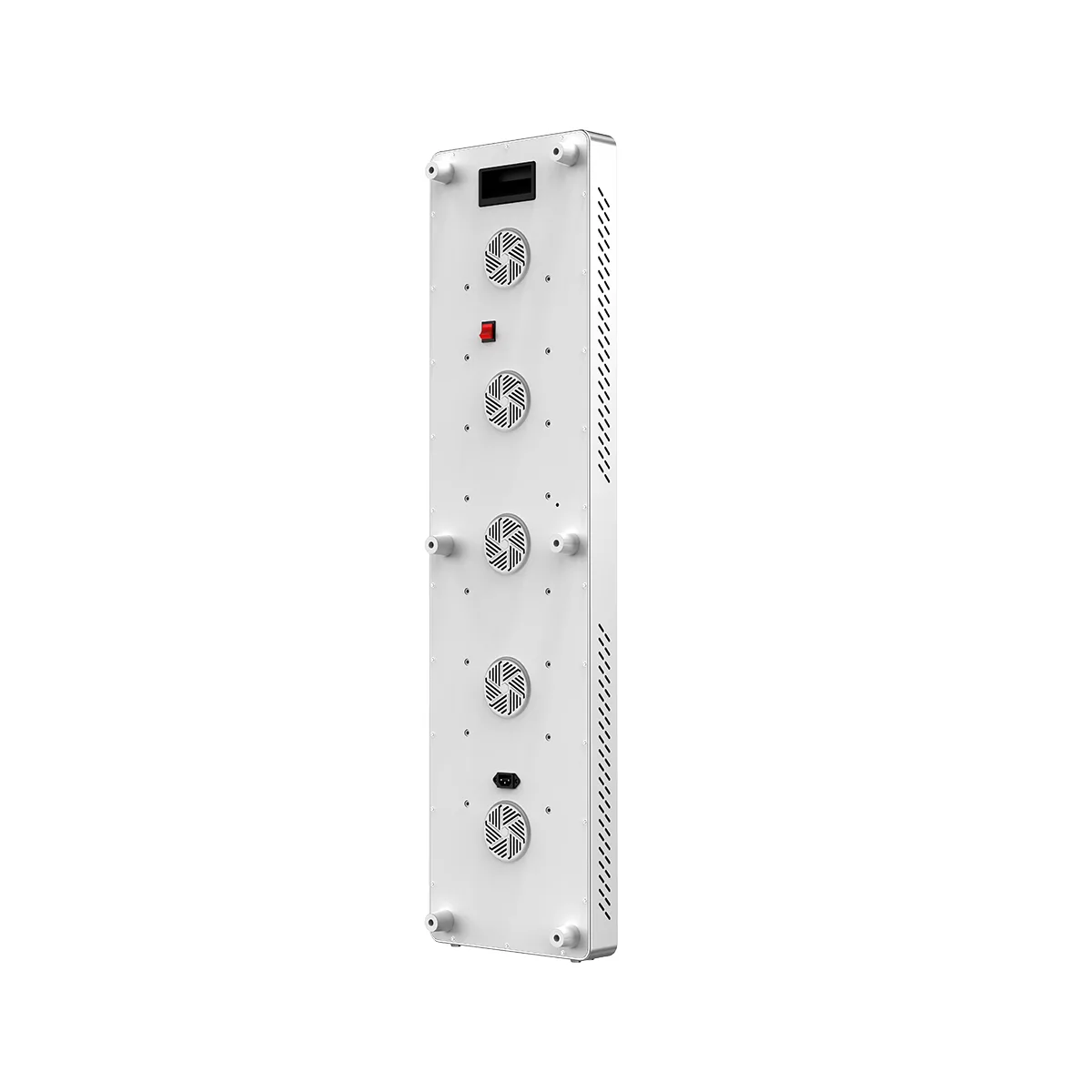 Rear three-quarter view of the Wakelife BK1800 UVB tanning panel showing five cooling fans and power controls