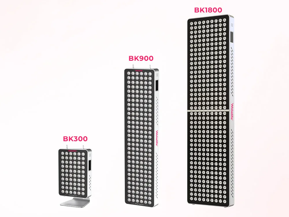 Wakelife BK300, BK900 and BK1800 UVB tanning panel size and product lineup comparison