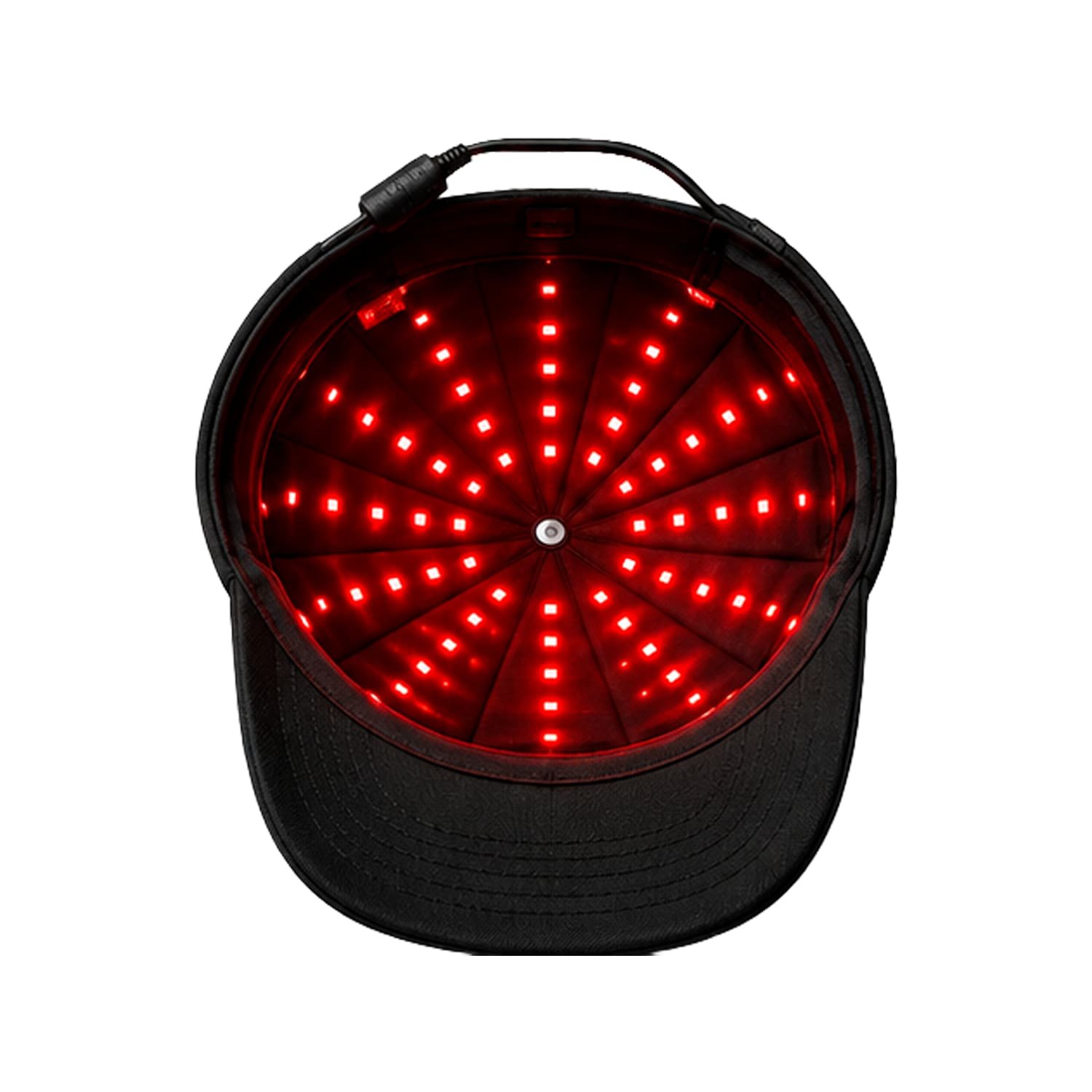 Interior of Wakelife C01 hair growth cap showing 150 red and near-infrared LED light array
