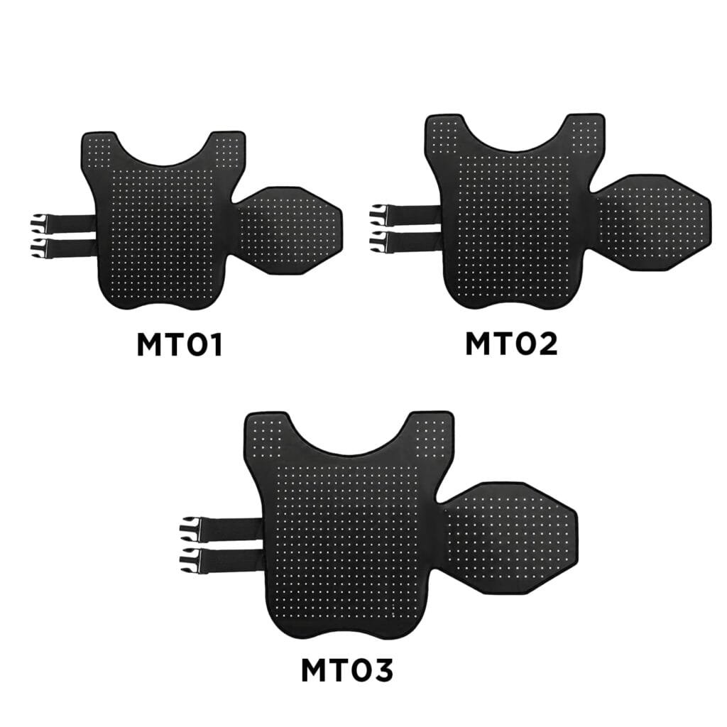 MT01 MT02 and MT03 pet light therapy vest size comparison inner LED view