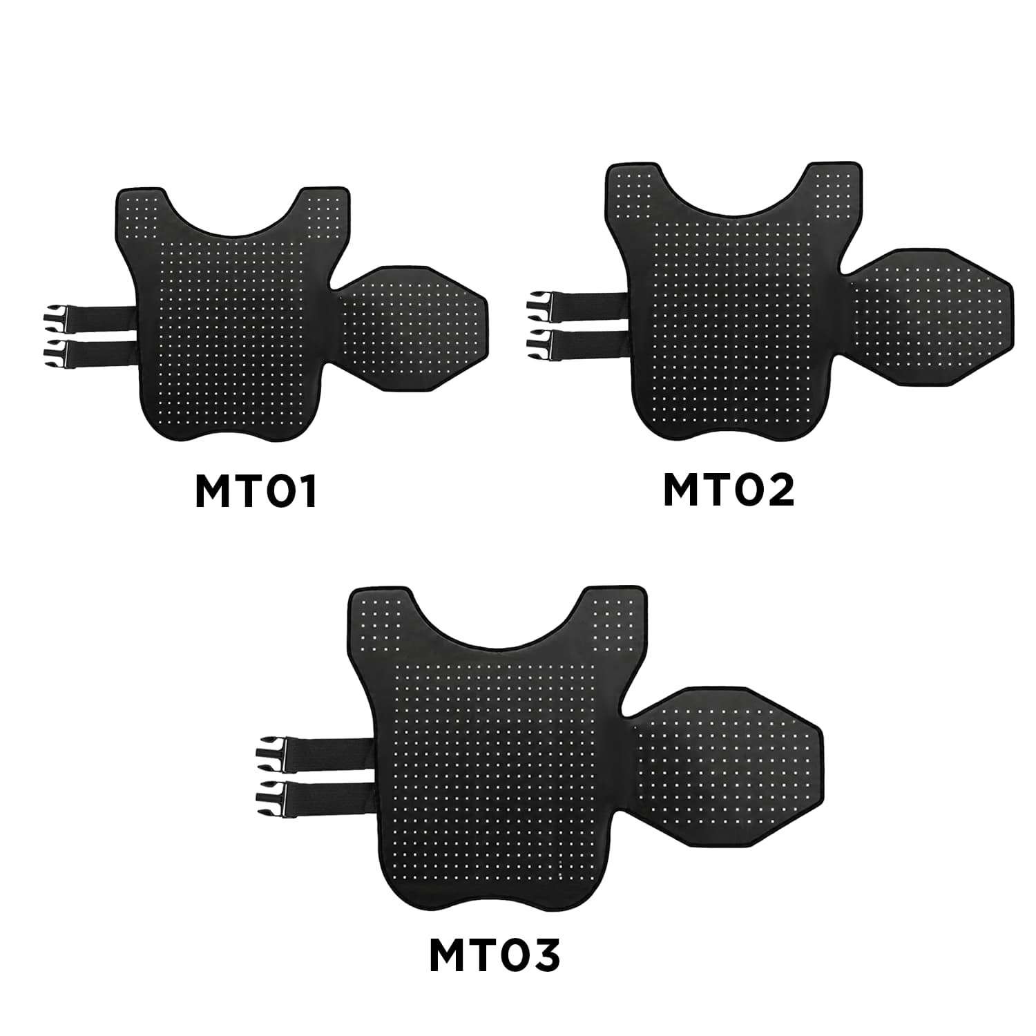 MT01 MT02 and MT03 pet light therapy vest size comparison inner LED view