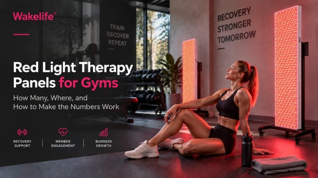 Red light therapy panels for gyms in a commercial fitness recovery area